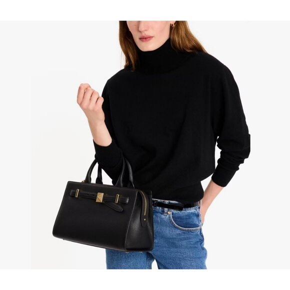 KATE SPADE NY Deco leather medium satchel crossbody bag - BLACK - Picture 2 of 14